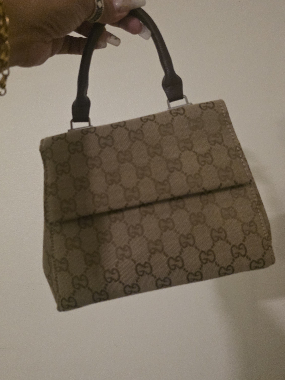 Designer-Inspired Brown Top-Handle Bag
